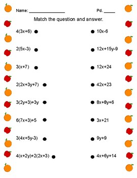 Preview of Distributing and Combining Like Terms Fun Practice