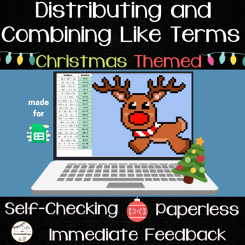 Preview of Distributing and Combining Like Terms Pixel Art - Christmas Math Activity