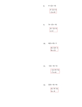 Distributing and Combining Like Terms Worksheet #1 by ...