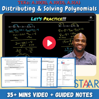 Preview of Distributing and Solving Polynomials | Video Instruction + Notes