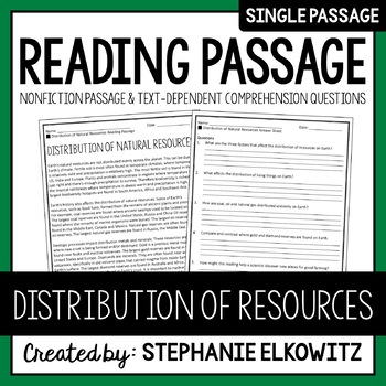 Preview of Distribution of Natural Resources Reading Passage | Immersive Reader