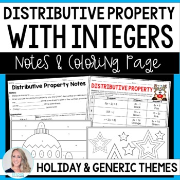 Preview of Distributive Notes Property Coloring Page with Integers