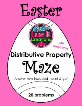 Preview of Easter Math Spring Math Distributive Property With Negatives Math Maze