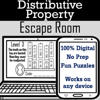 Preview of Distributive Property Activity (No Negatives): Digital Escape Room Breakout Game