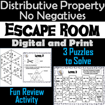 Preview of Distributive Property Activity (No Negatives): Algebra Escape Room Math Game