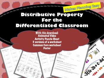 Preview of Distributive Property Activity Worksheet With Video