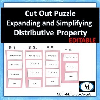 Preview of Distributive Property Algebra - Cut out Puzzle