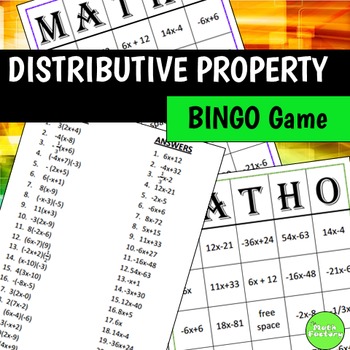 Preview of Distributive Property BINGO Game