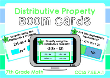 Preview of Distributive Property Boom Cards-Digital Task Cards