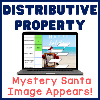 Preview of Distributive Property | CHRISTMAS | Digital Math Mystery Picture Activity