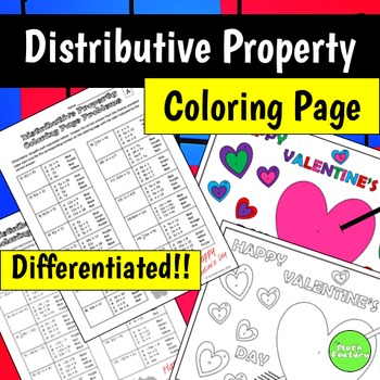 Preview of Distributive Property Coloring Page (Valentine's Day)