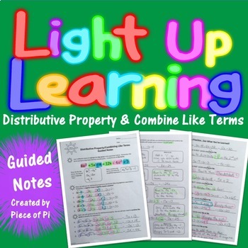 Preview of Distributive Property Combine Like Terms Guided Notes VIDEO UPDATE