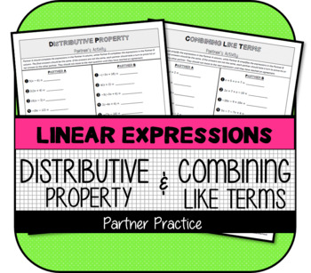 Preview of Distributive Property & Combining Like Terms Partner Activity