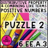 6.EE.A.3 Distributive Property & Combining Like Terms Puzzle