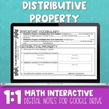 Preview of Distributive Property Digital Math Notes