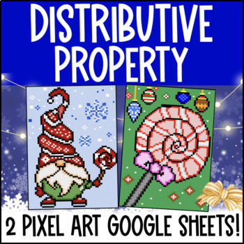Preview of Distributive Property Digital Pixel Art Google Sheets Simplify Expressions