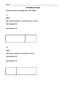 Preview of Distributive Property Discovery Notes