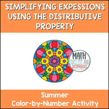 Preview of Distributive Property End of the Year Math Color by Number Activity