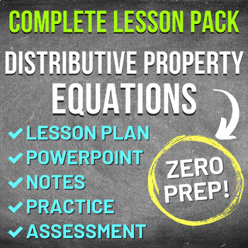 Preview of Distributive Property Equations Worksheet Complete (NO PREP, KEYS, SUB PLAN)