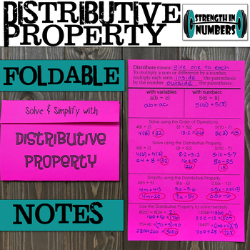 Preview of Distributive Property Foldable Notes Interactive Notebook