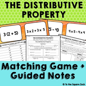 Preview of Distributive Property Matching Game and Guided Notes