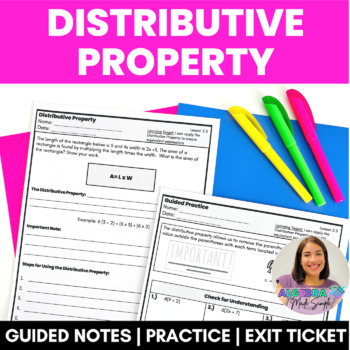 Preview of Distributive Property Guided Notes Practice Exit Ticket Scaffolded Activity