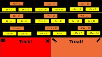 Preview of Distributive Property Halloween One Drive PowerPoint Assignment (Digital Activit
