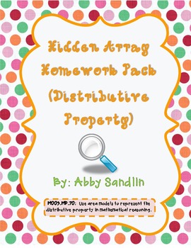Preview of Distributive Property - Hidden Arrays - {Homework/Classwork Pack} 3.MD.C.7c & d