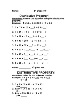Distributive homework property worksheet