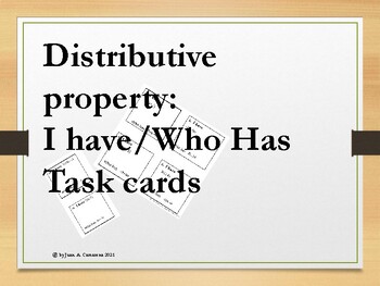 Preview of Distributive Property I Have/Who Has task cards