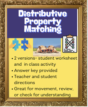 Preview of Distributive Property - Matching Activity