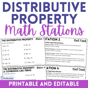 Preview of Distributive Property Math Stations | Math Centers