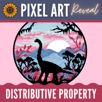 Preview of Distributive Property - NO PREP Digital Pixel Art Self-Correcting Worksheet