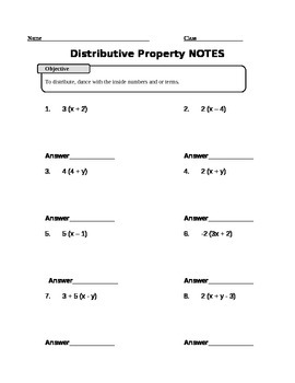 Preview of Distributive Property NOTES