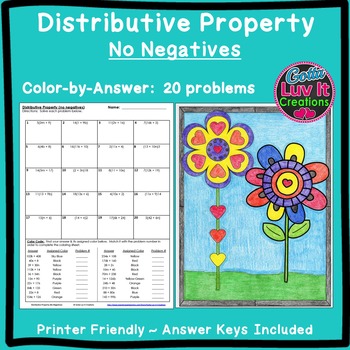 Preview of Distributive Property No Negatives Color by Number Activity