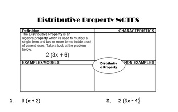 Preview of Distributive Property Notes