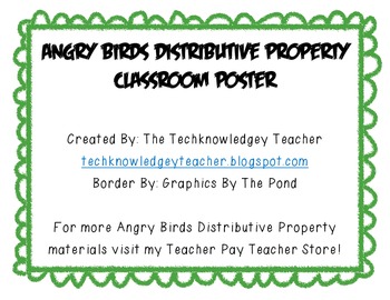 Preview of Distributive Property Poster - Angry Birds