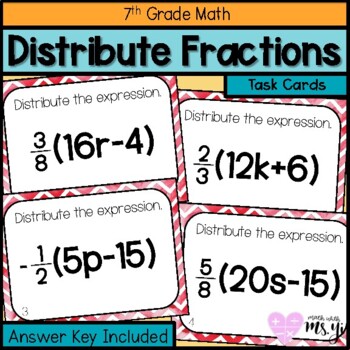 Preview of Distributive Property with Fractions Task Cards