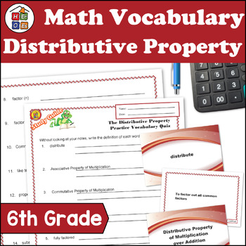 Preview of Distributive Property |  6th Grade Prealgebra Math Vocabulary Study Materials