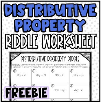 Preview of FREE - Distributive Property Riddle | Fun Practice or Homework