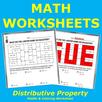 Preview of Distributive Property Riddle & Coloring Worksheet