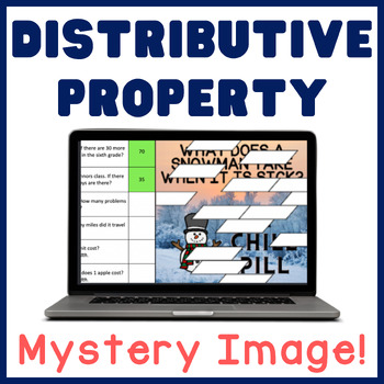Preview of Distributive Property | SNOWMAN | Digital Math Mystery Picture Activity