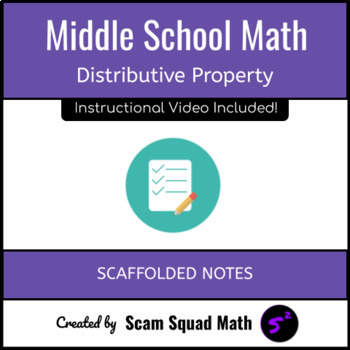 Preview of Distributive Property | Scaffolded Notes | Middle School Math