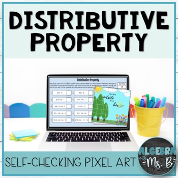 Preview of Distributive Property Self-Checking Pixel Art Activity