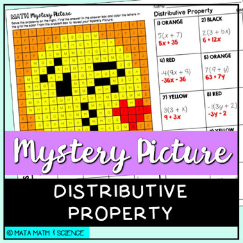 Preview of Distributive Property: Math Mystery Picture