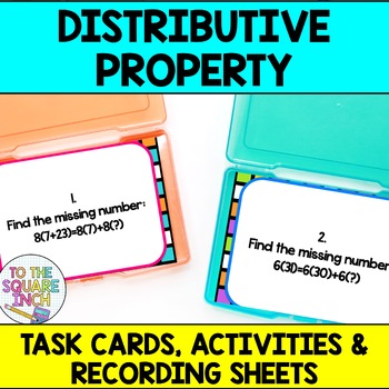 Preview of Distributive Property Task Cards | Math Center Practice Activity