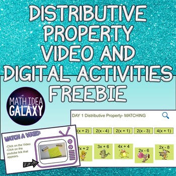 Preview of Distributive Property Video and Digital Activities FREEBIE