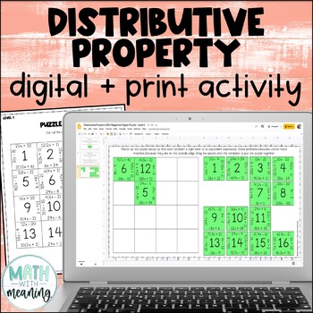 Preview of Distributive Property Digital and Print Puzzle Activity for Google Drive