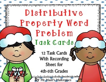 Distributive Property Word Problem Task Cards: Holiday ...