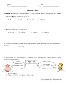 Preview of Distributive Property Worksheet